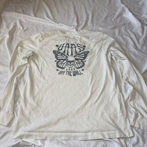 Vans Shirt Women's XL X Large Long Sleeve White Butterflies And Skulls Tee